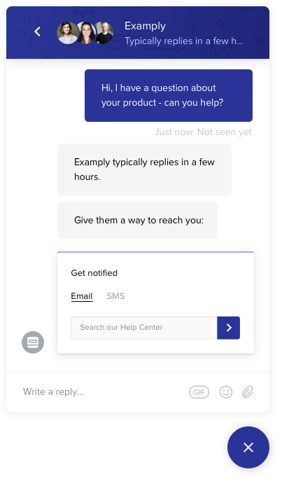 Live chat examples - setting expectations