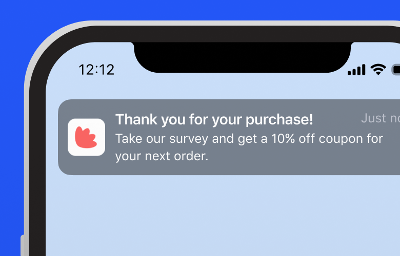 Phone with "thank you" notification