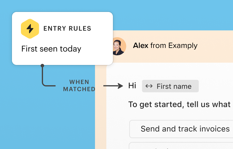 Rule diagram with condition when to show certain message
